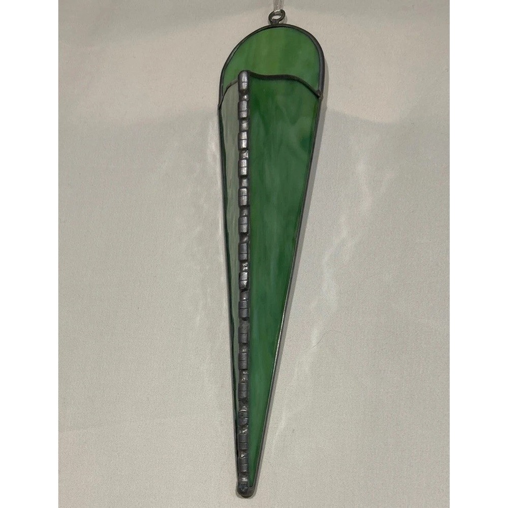 Arts & Crafts Style Glass Wall Pocket Green Swirl Slag Glass Decorative Sodering